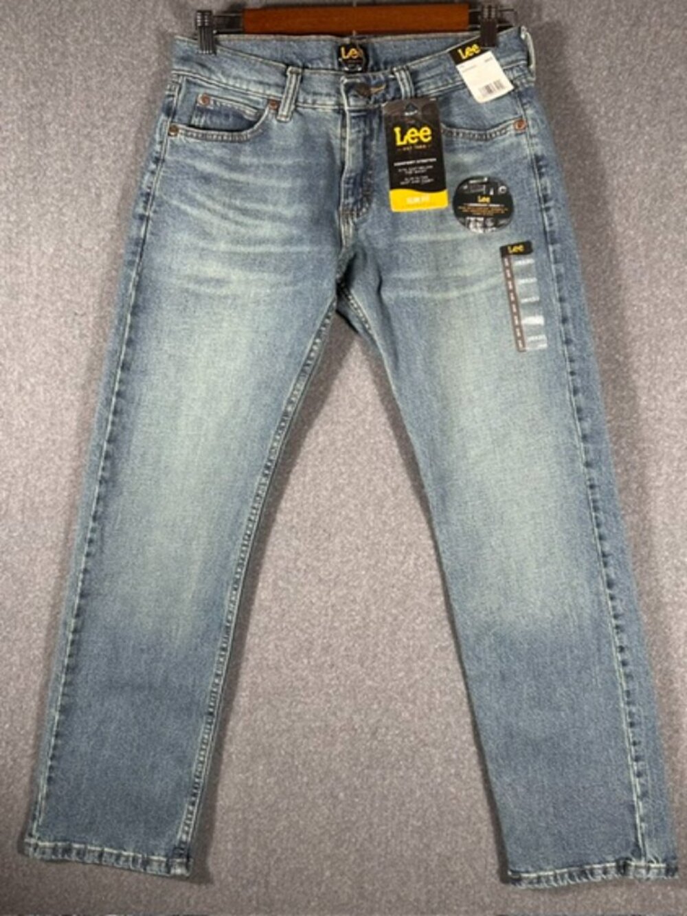 NWT Lee Slim Fit Straight Leg Jeans Mens Sz 28x30 Blue Med Wash Comfort Stretch